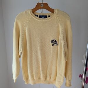 Northern Lights Sweater Alaska Vintage Yellow Size L Long Knit Cotton